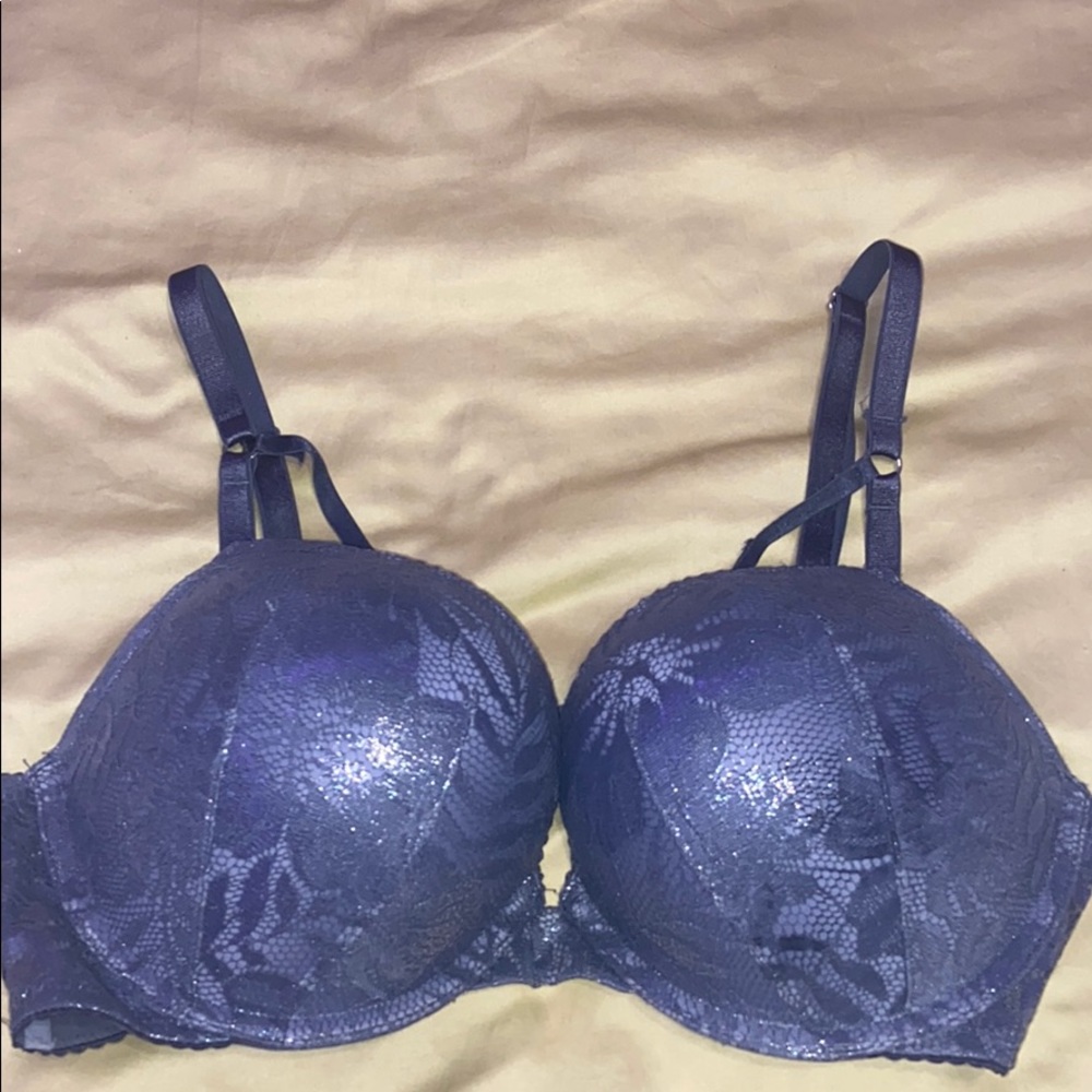 Silver lace bombshell bra